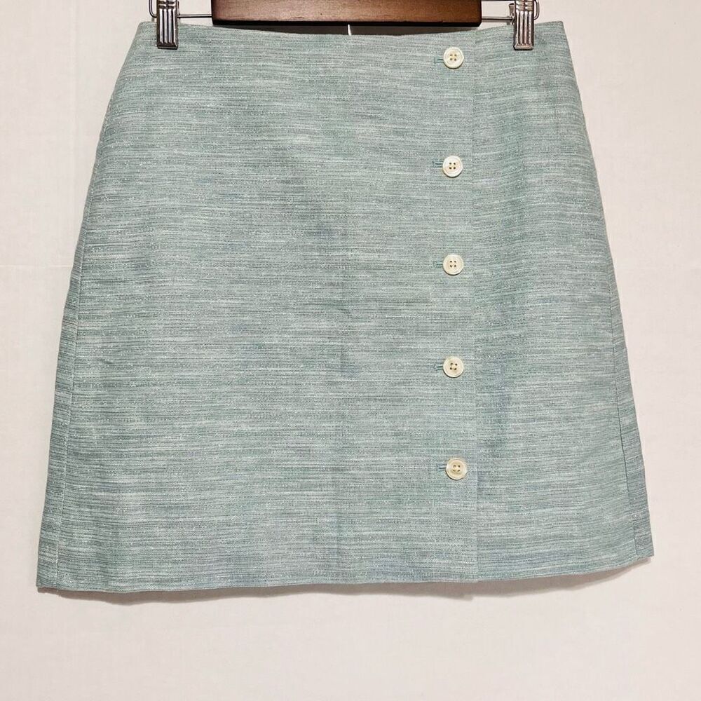 LOFT Linen Blend Side Button Shift Skirt   NWT